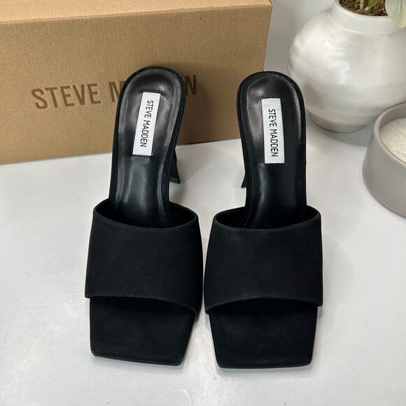 Steve Madden Fairfax Suede Heeled Slip On Sandal Black Women's 8.5 M Witchycore - Picture 3 of 12